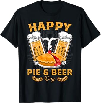 Happy Pie And Beer Day Tee Beer Drinker Funny Utah Pioneers T-Shirt