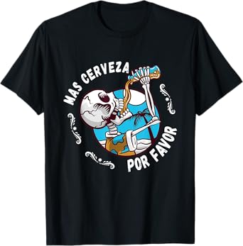 Mas cerveza Day of the Dead Dia de muertos Halloween Beer T-Shirt