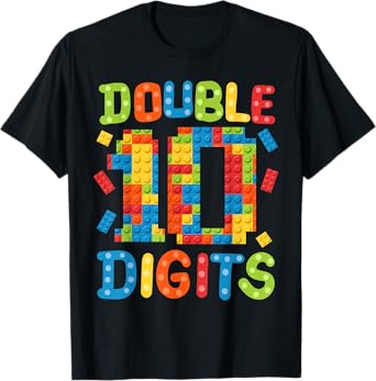 10th Birthday Double Digits Building Blocks 10 Years Old Kid T-Shirt