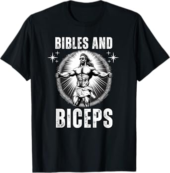 Bibles And Biceps Bodybuilding Jesus Fitness Funny Gym T-Shirt