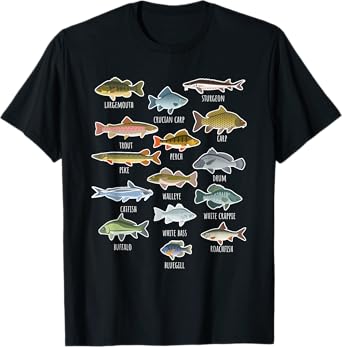 Types Of Freshwater Fish Species Fishing T-Shirt