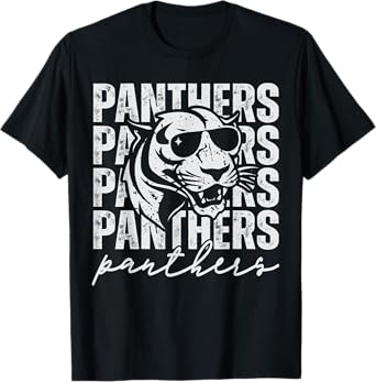 Vintage Panther School Mascot Game Day Sports Fans Men Boys T-Shirt