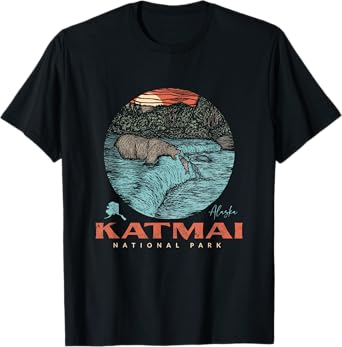 Katmai National Park Vintage Bear Fishing Outfit Adventure T-Shirt