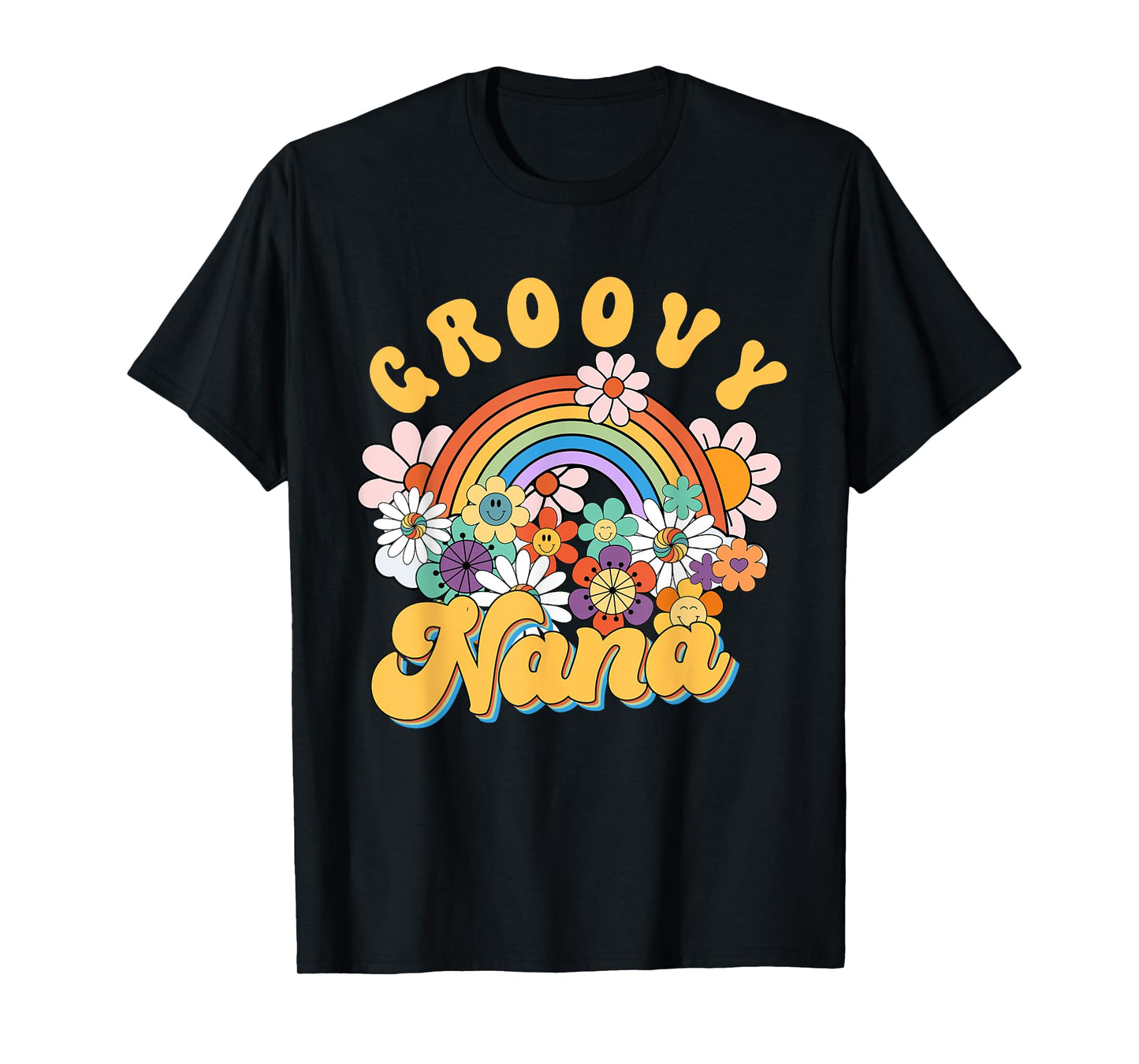Groovy Nana Rainbow Colorful Flowers Mother's Day T-Shirt