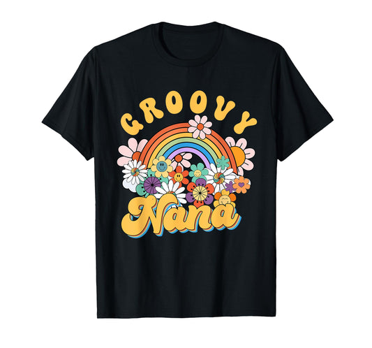 Groovy Nana Rainbow Colorful Flowers Mother's Day T-Shirt