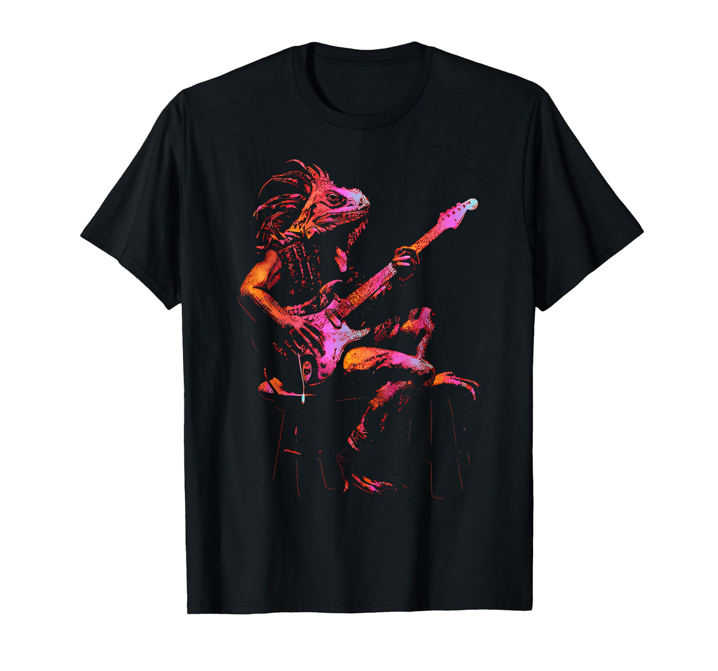 Iguana Playing Bass Guitar Punk Rock Rock & Roll Music T-Shirt