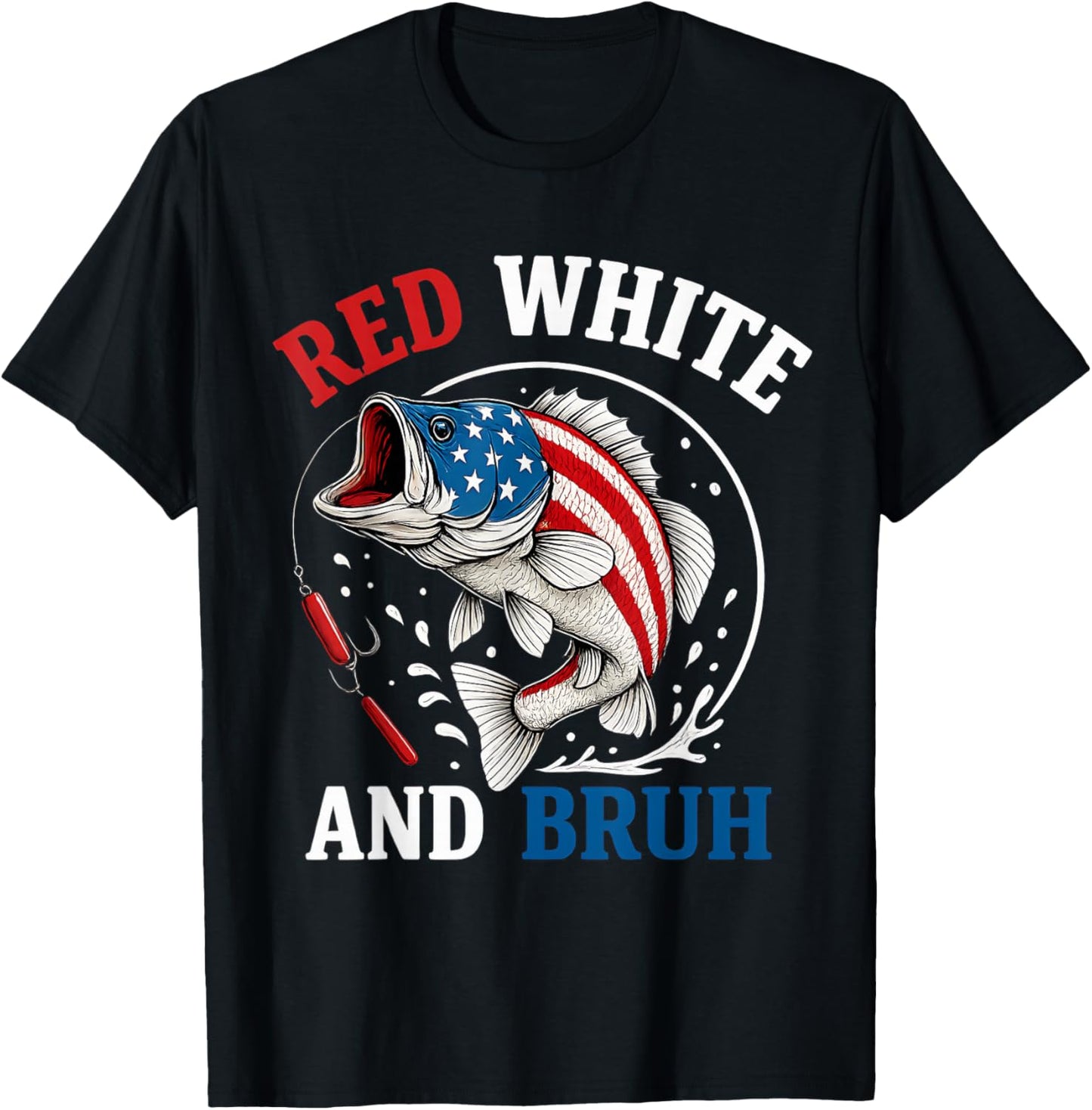 Boys Fishing Red White And Bruh American Flag Fishing Kids T-shirt