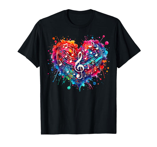 Funny Colorful Musical Notes Heart Treble Clef Music Lover T-Shirt