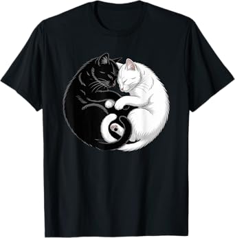 Yin and Yang Pet Cat Black White Cats T-Shirt