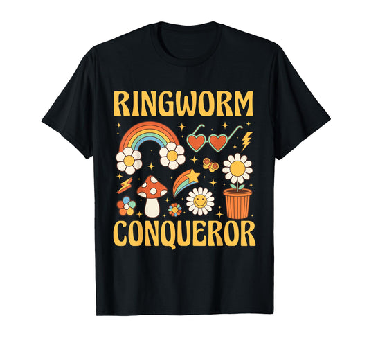 Ringworm Conqueror Ironic Medical Humor Retro Groovy T-Shirt