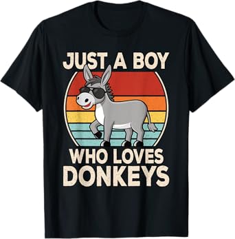 Just A Boy Who Loves Donkeys Cool Donkey Lover Boys Kids T-Shirt