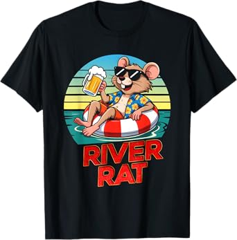 River Rat in Rafting Drinking Beer River Floating River Life T-Shirt