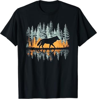 Cool Tees Graphic Wolf Nature T-Shirt - Unisex-Adults & Kids, Black, Small, Short Sleeve