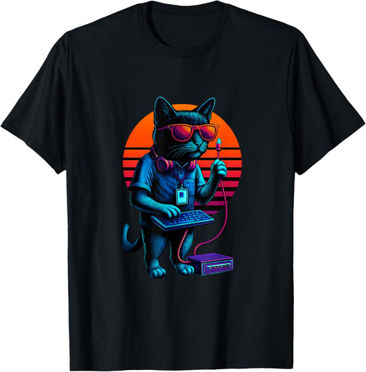 Retro Cat Servers Connectivity Skills Network Administrator T-Shirt