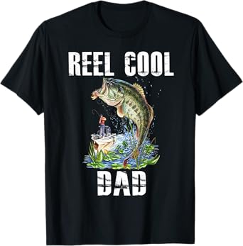 Mens Reel Cool Dad Fishing Fisherman Bass Fish Fathers Day T-Shirt