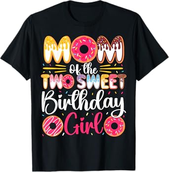 Mom Of The Two Sweet Birthday Girl Donut 2nd Birthday T-Shirt