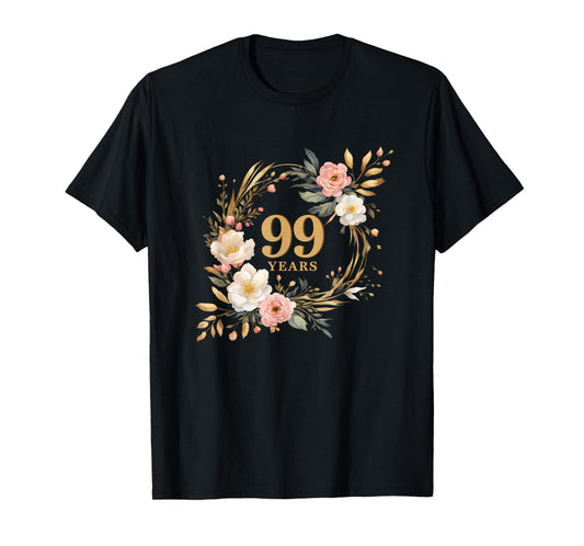 99 Years Celebration Watercolor Birthday Floral for Women T-Shirt