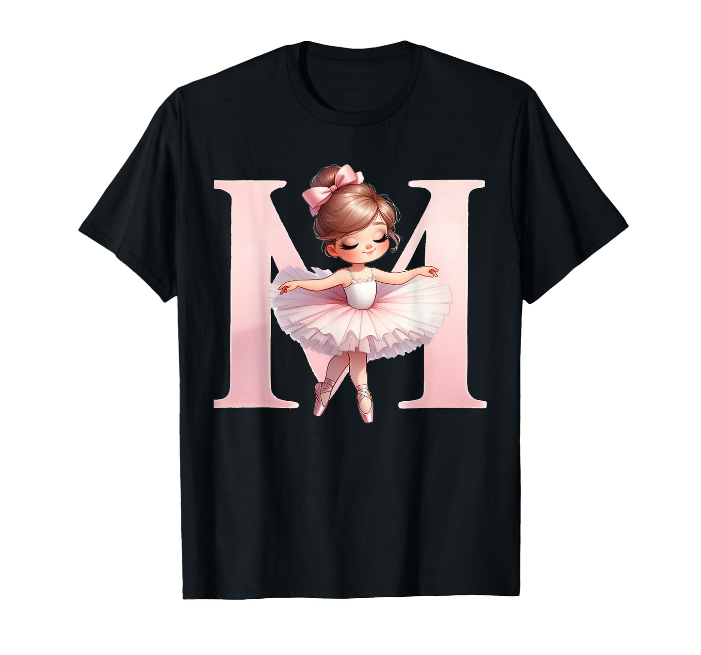 Ballerina Girl Dancing Name First Letter M Girly Tutu Ballet T-Shirt