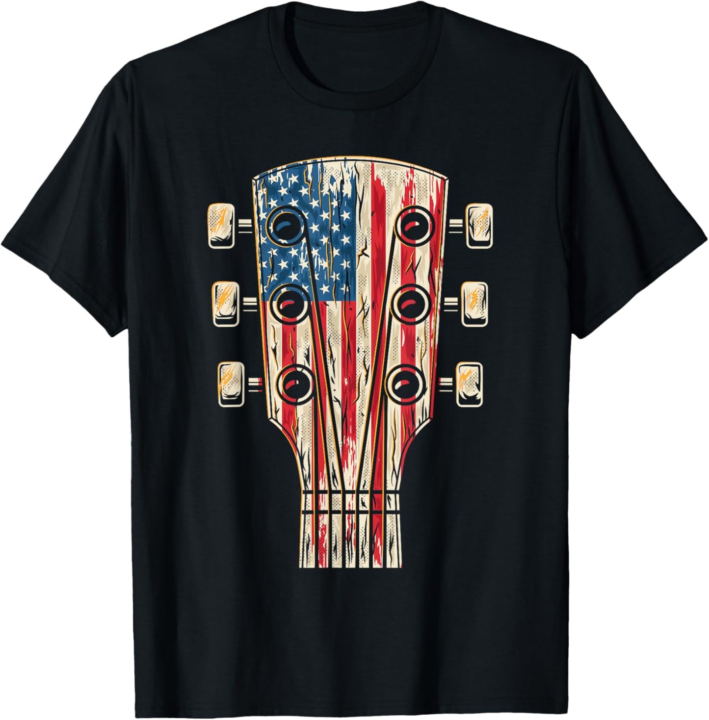 American Flag Guitar 4th of July Guitarist USA Country Music T-Shirt