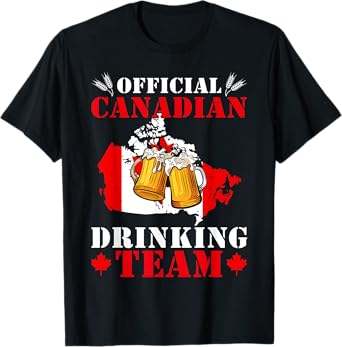 Official Canadian Drinking Team & Maple Leaf Patriotic Men T-Shirt