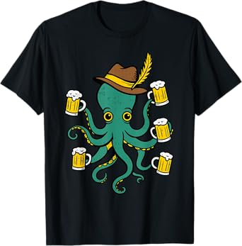 German Octopus Oktoberfest Lederhosen Bavarian Beer Festival T-Shirt