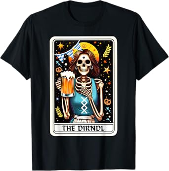 Funny Oktoberfest Dirndl Tarot Card German Beer Women T-Shirt