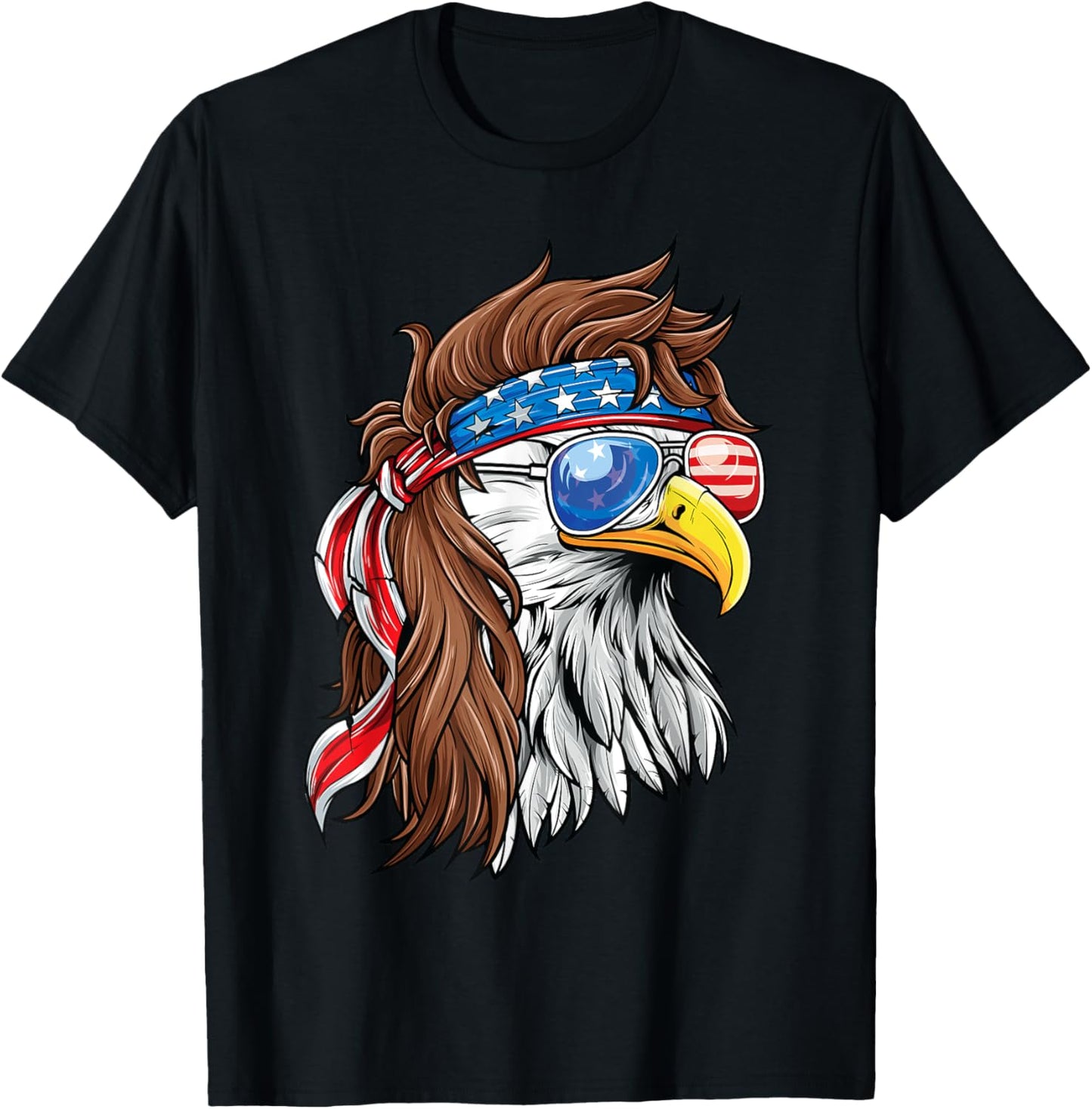 Patriotic Bald Eagle Mullet USA American Flag 4th of July T-Shirt