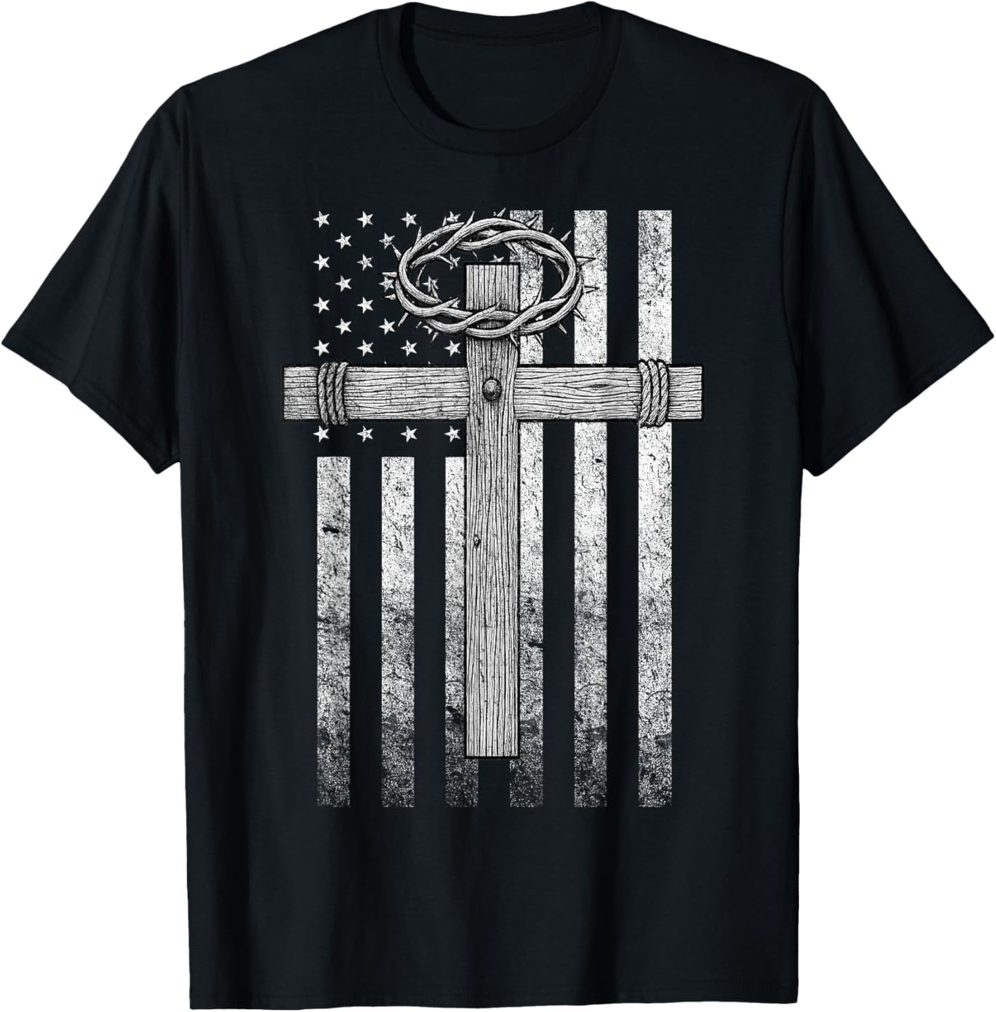 American Flag Christian Cross and Crown T-Shirt