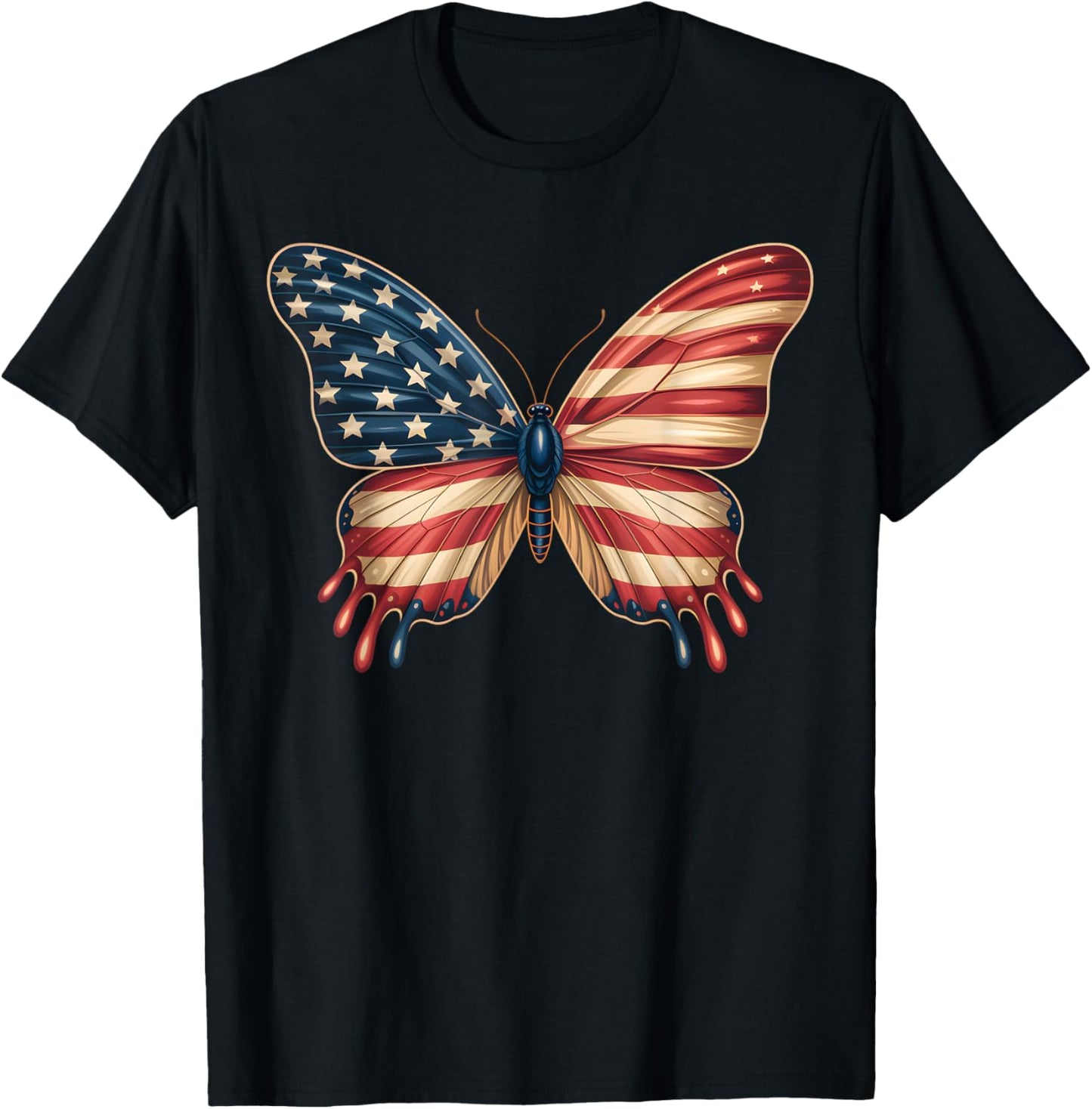Butterfly Cute 4th Of July Funny American Flag Women Girls T-shirt