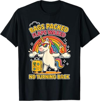 Bags Packed Flaps Waxed Unicorn for Girls Trips Vacation T-Shirt