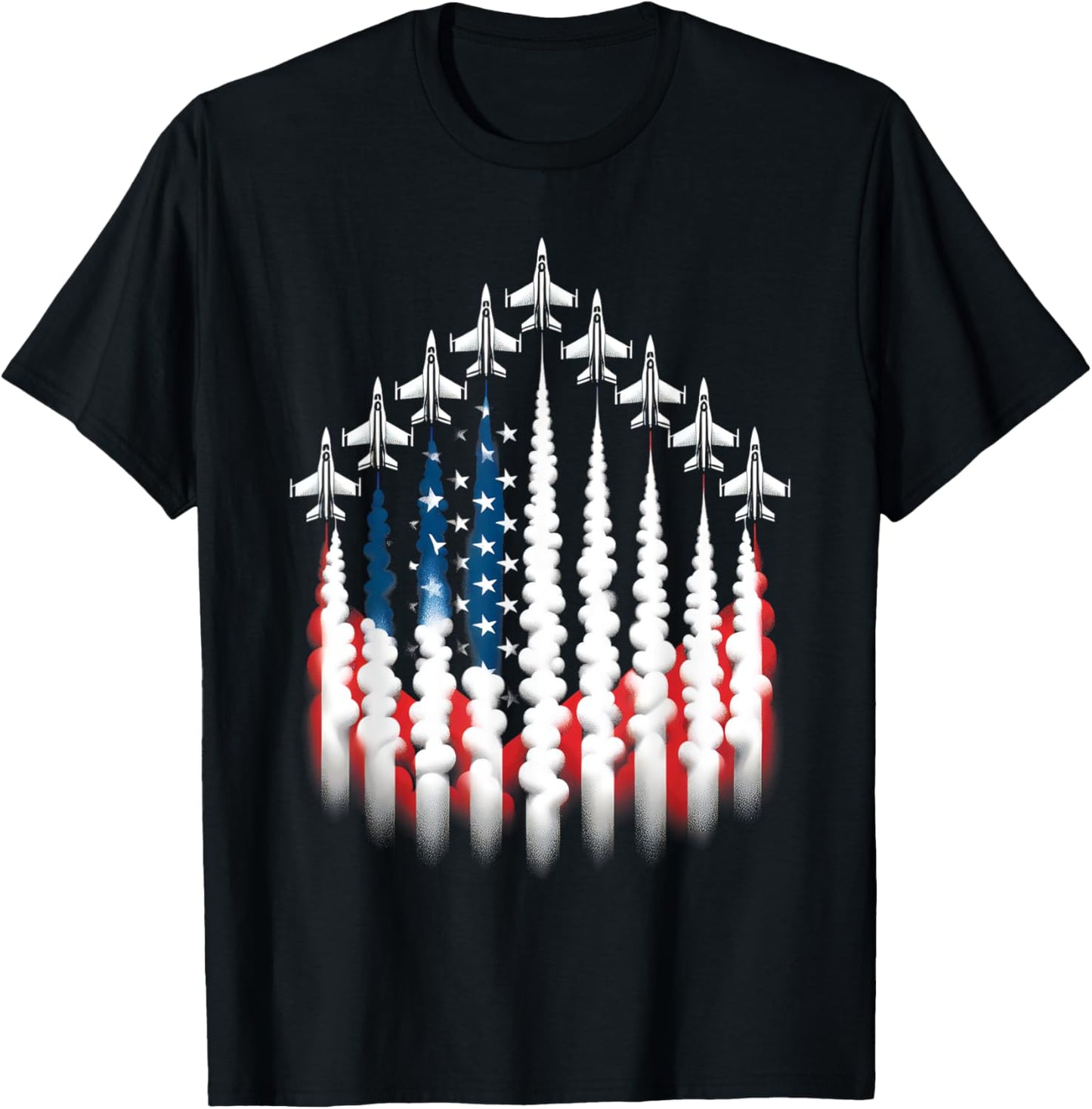 American Patriotic Fighter Jets USA Flag Waving 4th of July T-Shirt