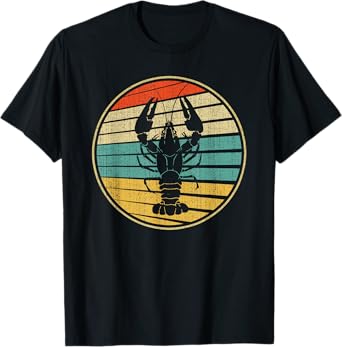Retro Style Vintage Sea Crawfish Lobster Silhouette 60s 70s T-Shirt
