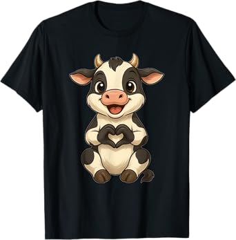 Cow with heart | Sweet cow motif with heart symbol and cow T-Shirt