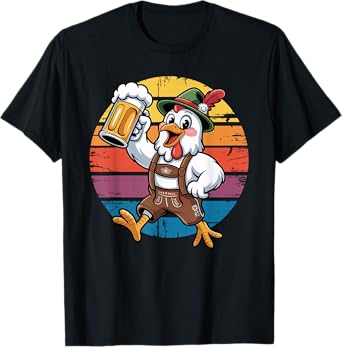 Retro Chicken Beer Drinking Chickens T-Shirt