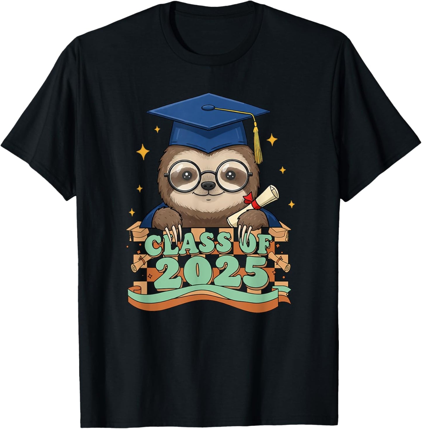 Graduate Sloth Class Of 2025 Kids Mens Womens Graduation T-Shirt