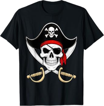 Skull Pirate Jolly Roger Flag Halloween T-Shirt