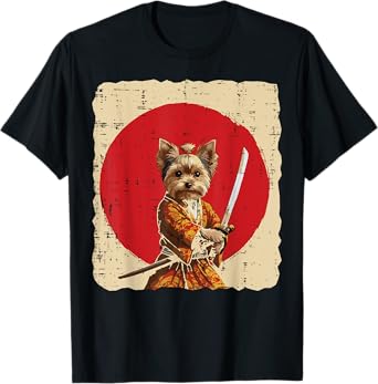 Japanese Dog Yorkshire Terrier Samurai Art Women Men Kids T-Shirt