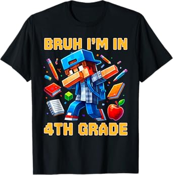 Bruh I'm in 4th Grade Dabbing Boys Kids Gamer Back To School T-Shirt
