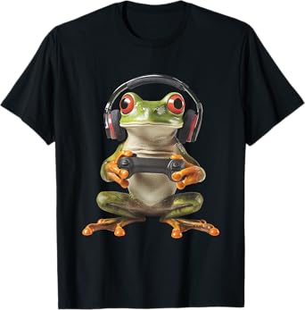 Frog Gamer Gaming Game Funny Graphic T-Shirt