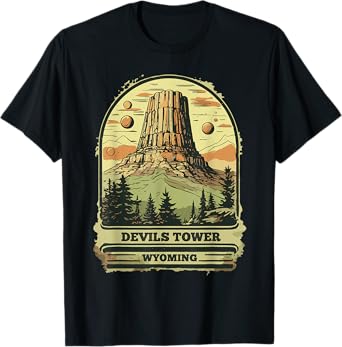 Devils Tower National Monument Wyoming Vintage Retro Travel T-Shirt