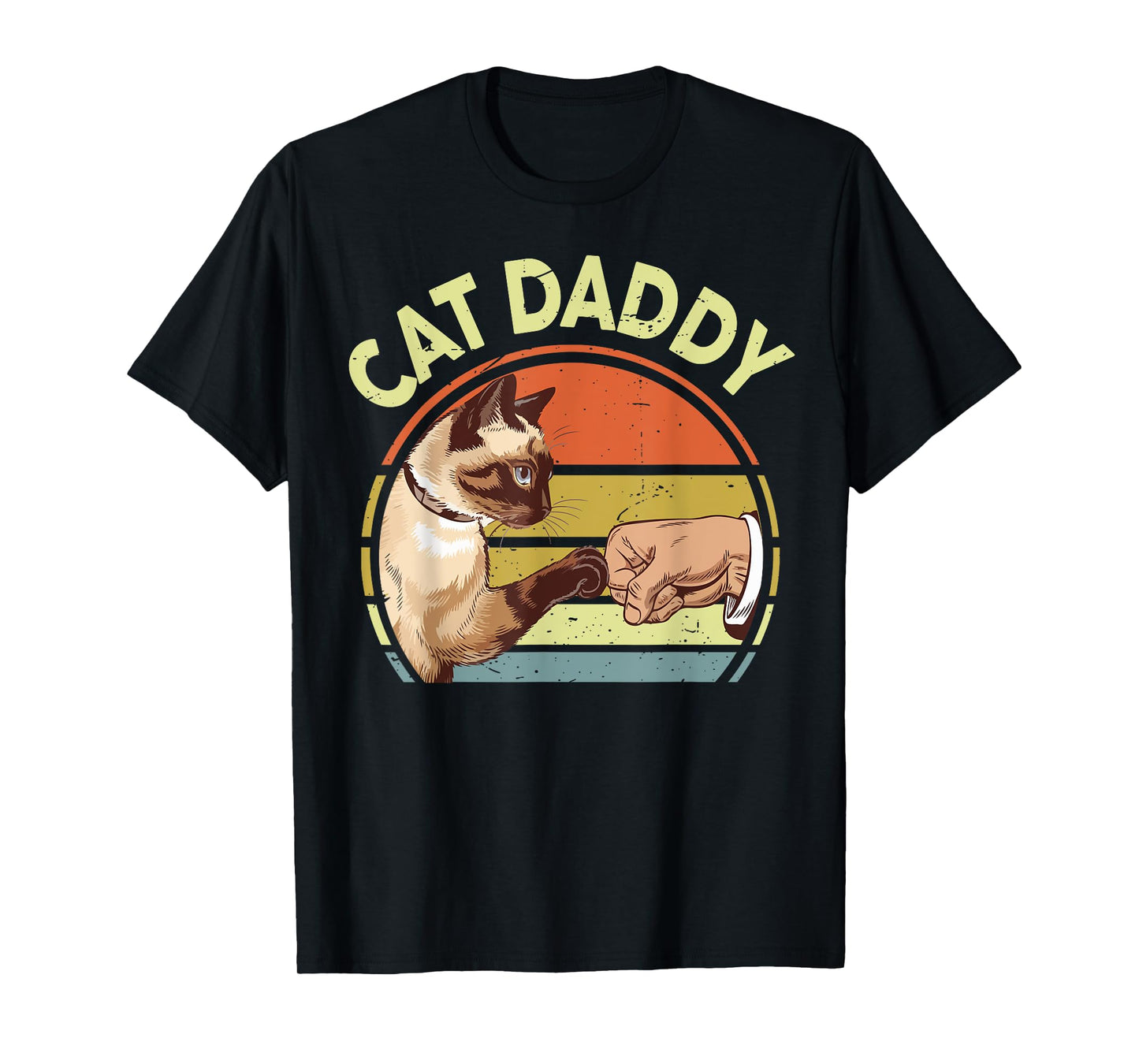 Siamese Cat Daddy Funny Kitten Fist Bump Dad Gift Vintage T-Shirt
