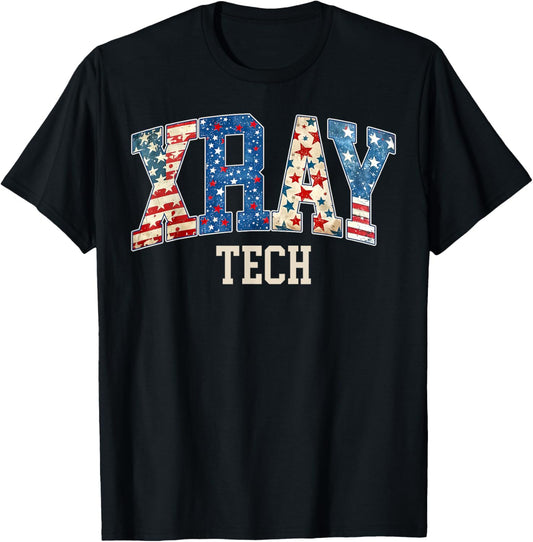 Retro Xray Tech Us Flag 4th Of July Radiology Radiologist T-shirt