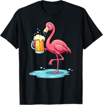 Summer Vacation Flamingo Drinking Beer T-Shirt