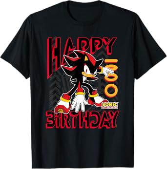 Sonic The Hedgehog Happy Birthday Shadow Grid Chest Poster T-Shirt