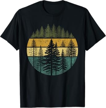Retro Forest Trees Outdoors Nature Women Men Vintage Graphic T-Shirt