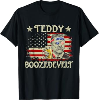 Teddy Boozedevelt Funny Beer Drinking US President T-Shirt