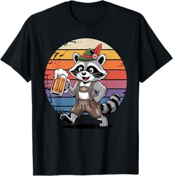 Retro Raccoon Beer Drinking Trash Panda Raccoons T-Shirt