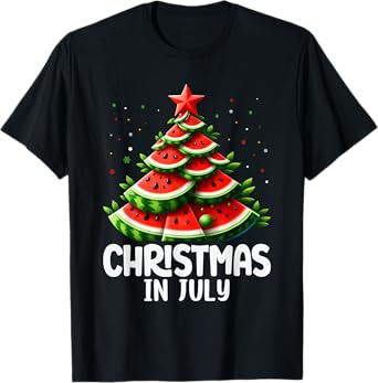 Christmas In July Watermelon Tree Beach Summer Hawaii Tees T-Shirt