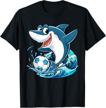 Soccer Shark Playing Ball Cool Animal Sports Lovers T-Shirt