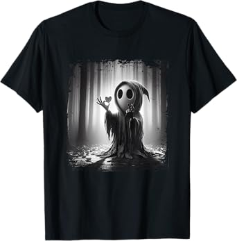 Scary Face Horror Poster Halloween Ghost Heart Shape Finger T-Shirt